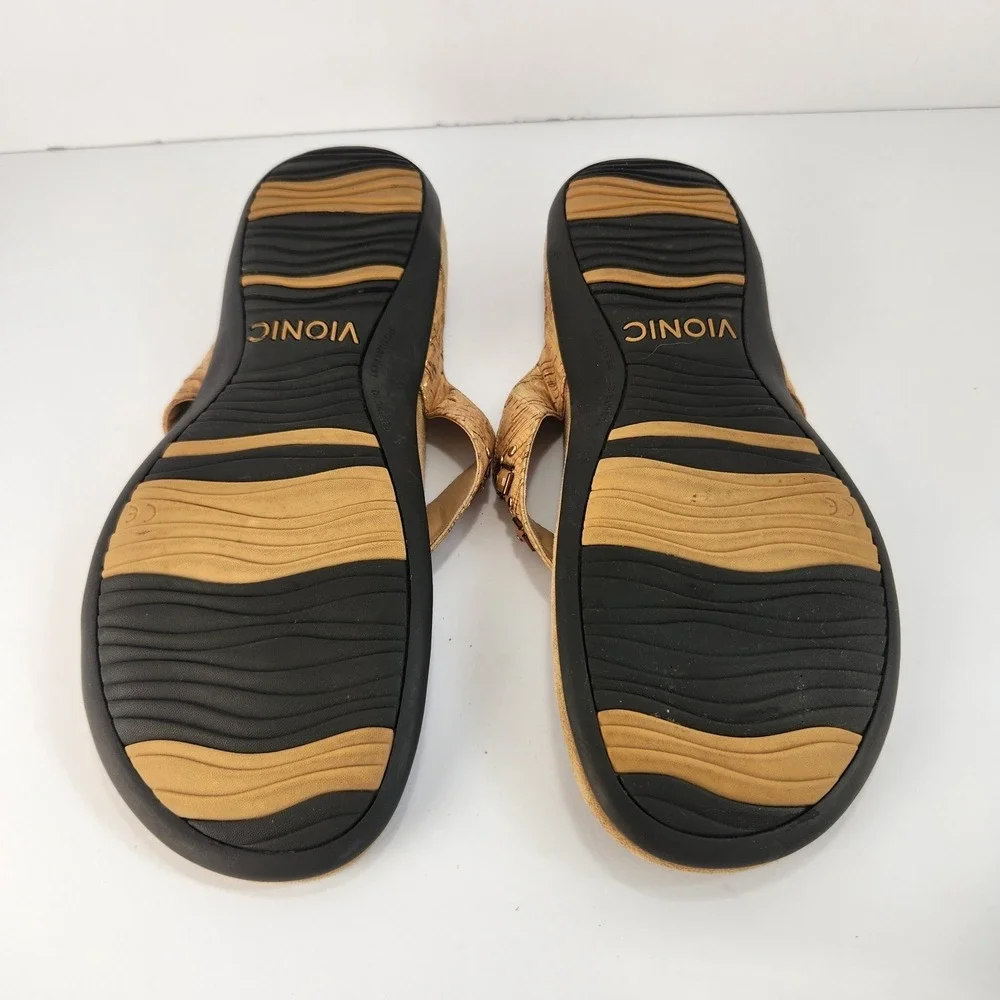 Vionic Floriana Women's 8 Gold Shimmer Orthotic Flip Flop Sandals Comfort